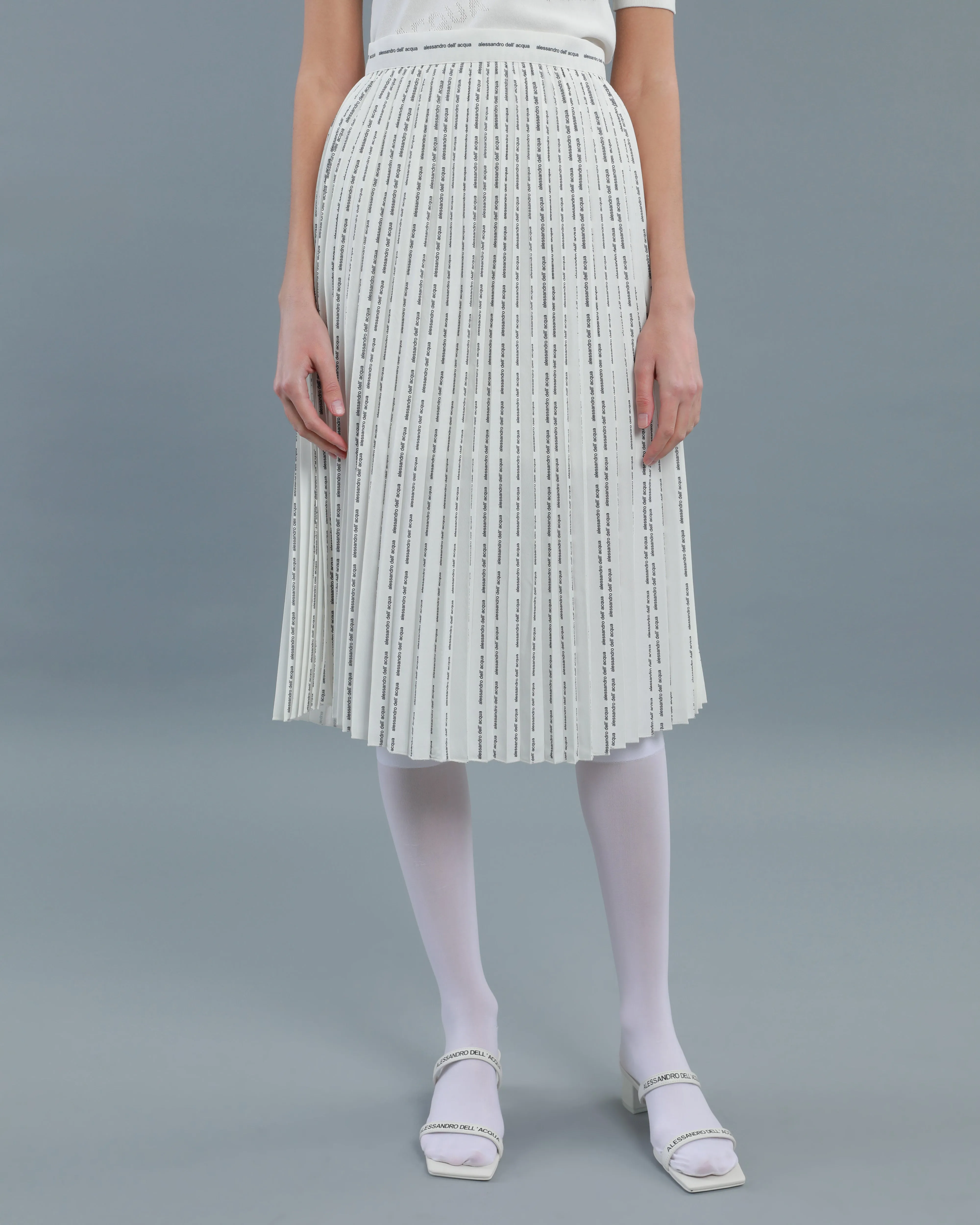 Pinstripe Logo Pleated Skirt