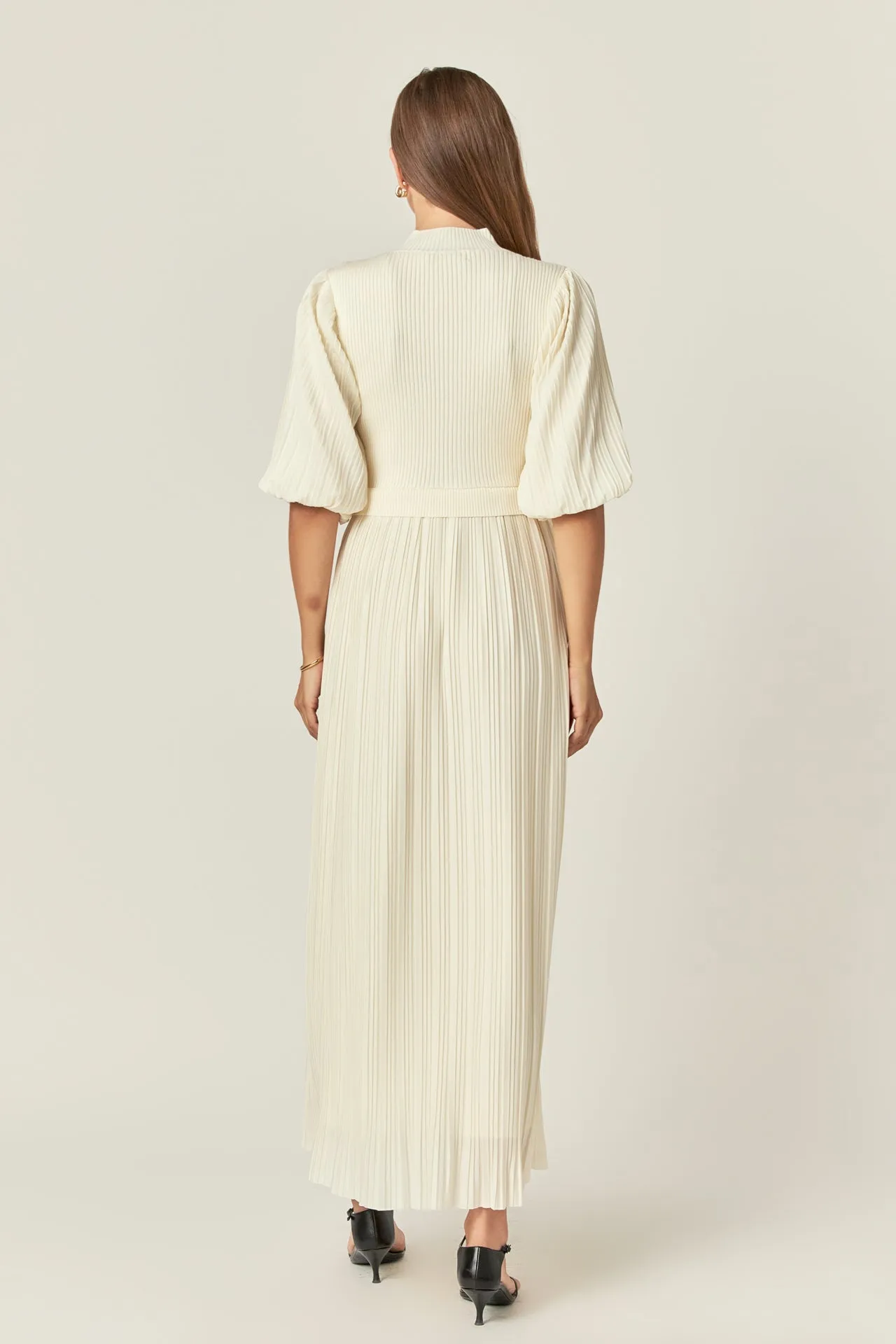 Pleated Mix Media Maxi Dress