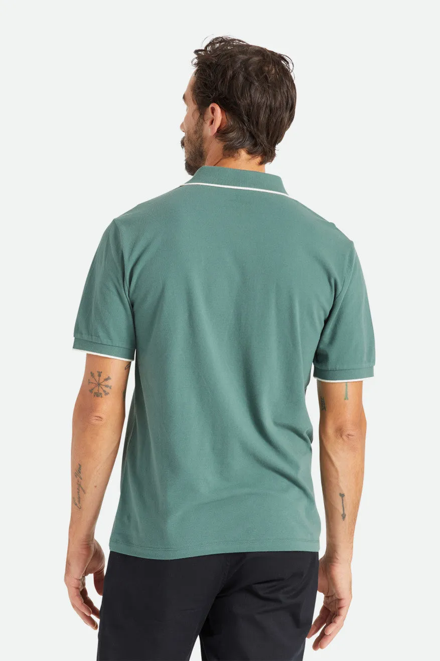 Proper S/S Polo Knit - Dark Forest/Off White
