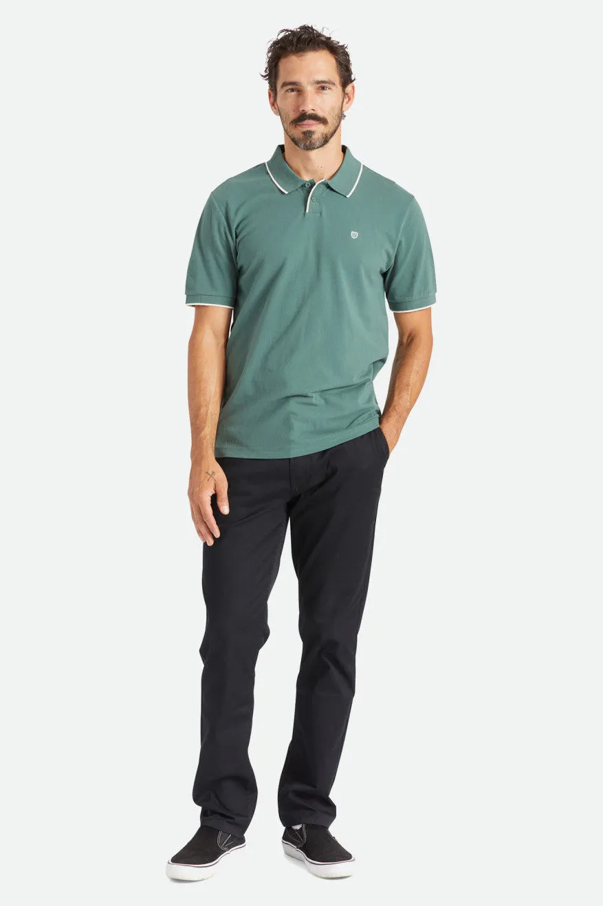 Proper S/S Polo Knit - Dark Forest/Off White