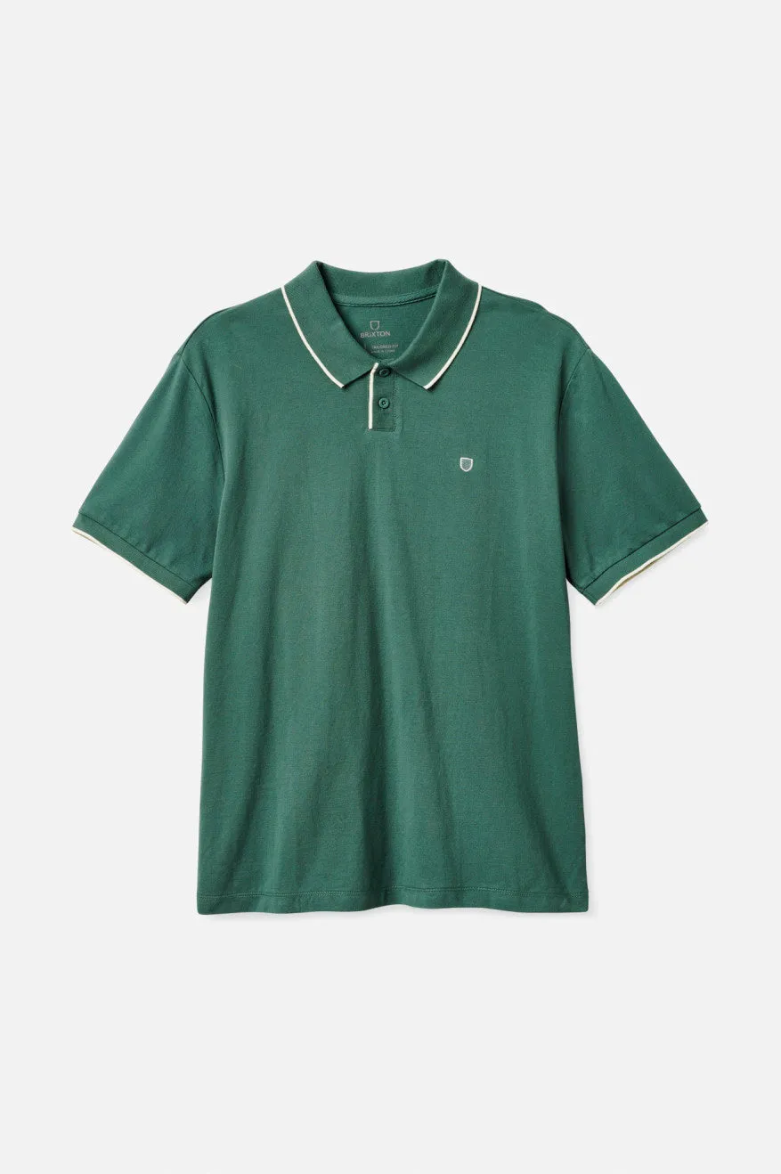 Proper S/S Polo Knit - Dark Forest/Off White