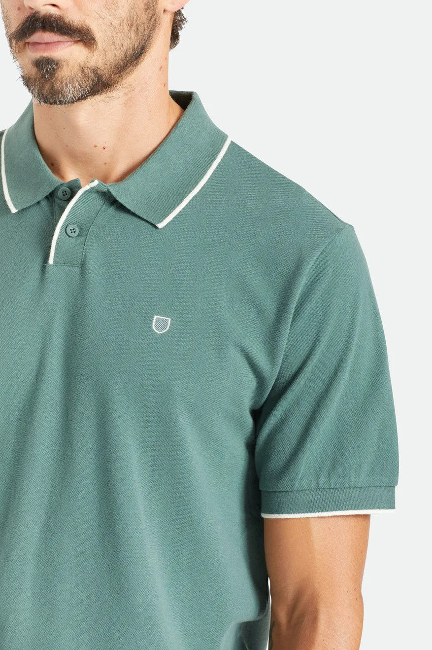 Proper S/S Polo Knit - Dark Forest/Off White