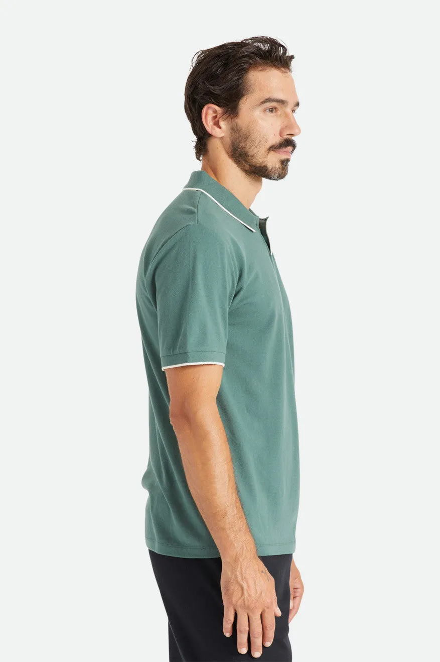 Proper S/S Polo Knit - Dark Forest/Off White