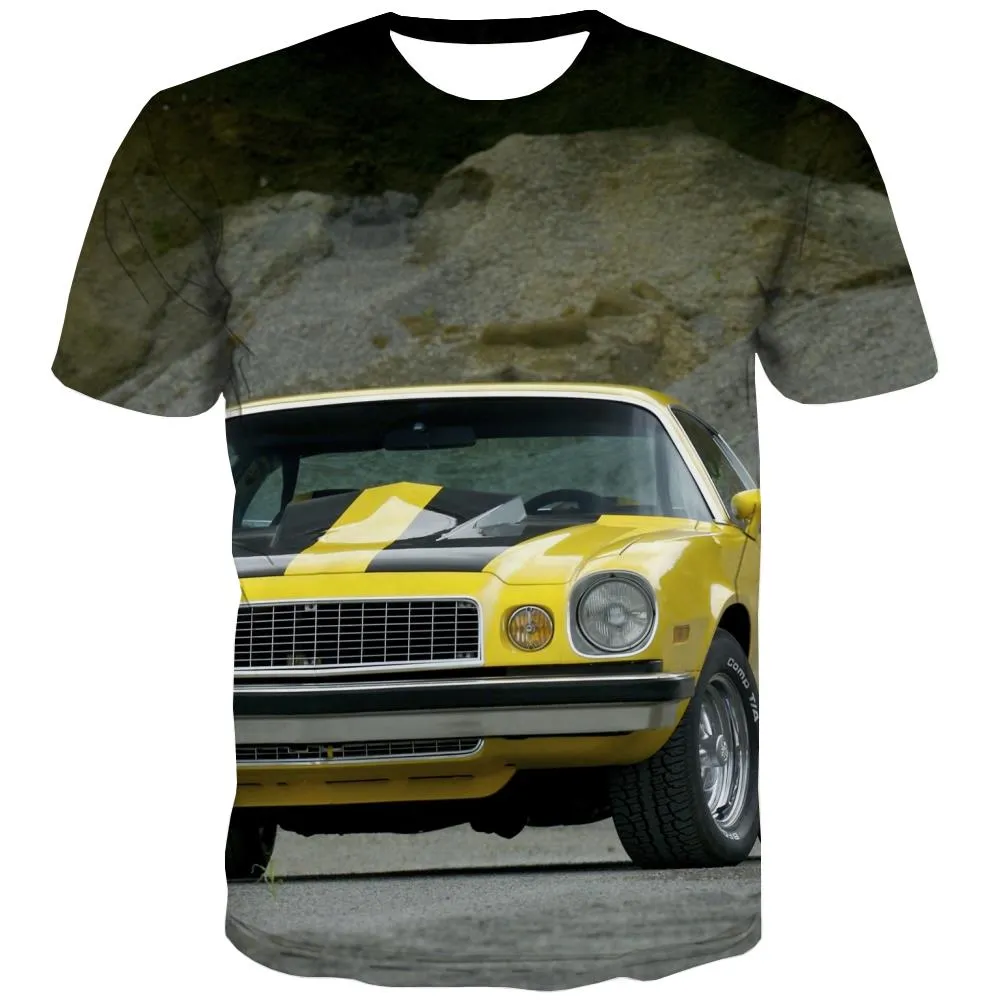 Racing Car T-shirt Men Metal Tshirts Cool City T shirts Funny Gray Tshirts Novelty Retro Tshirt Printed