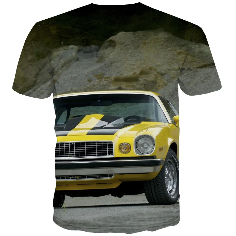 Racing Car T-shirt Men Metal Tshirts Cool City T shirts Funny Gray Tshirts Novelty Retro Tshirt Printed