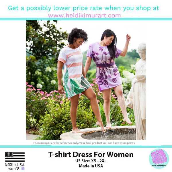 Rainbow Colorful T-Shirt Dress, Gay Pride Best Women's Crew Neck Dress - Made in USA