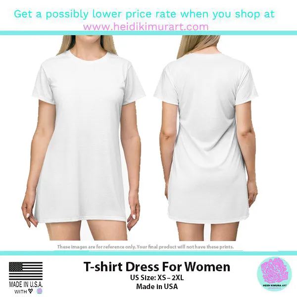 Rainbow Colorful T-Shirt Dress, Gay Pride Best Women's Crew Neck Dress - Made in USA