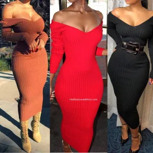 Ribbed Knit Maxi Dress