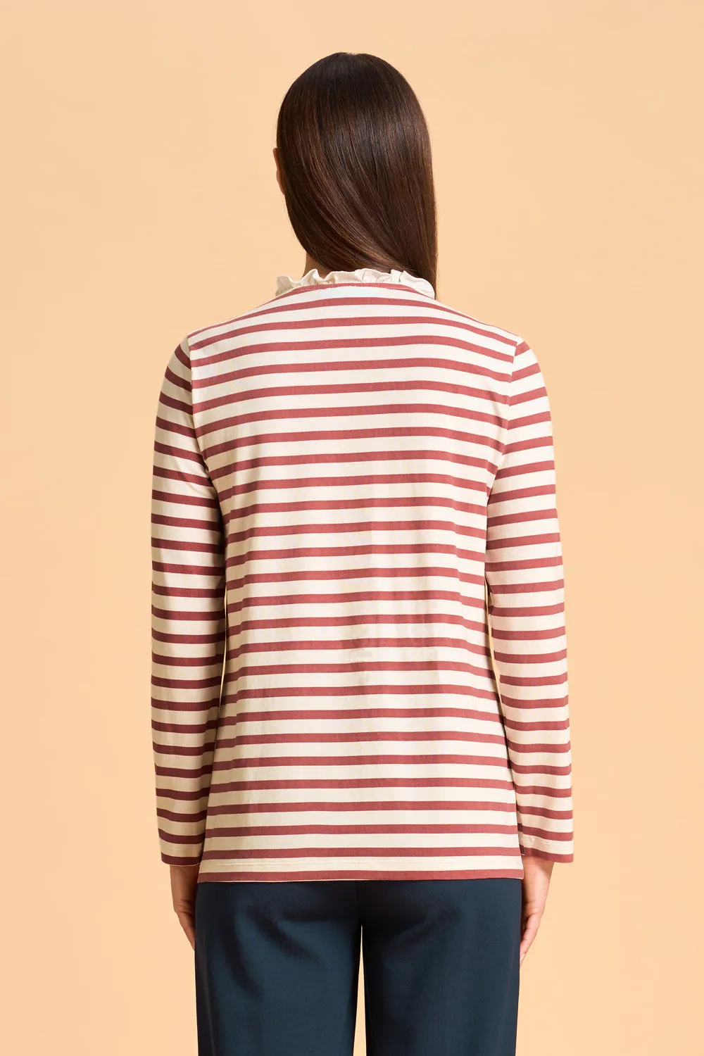 Ruffle Trim Henley T-Shirt