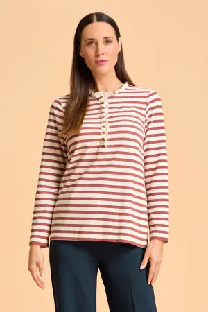 Ruffle Trim Henley T-Shirt