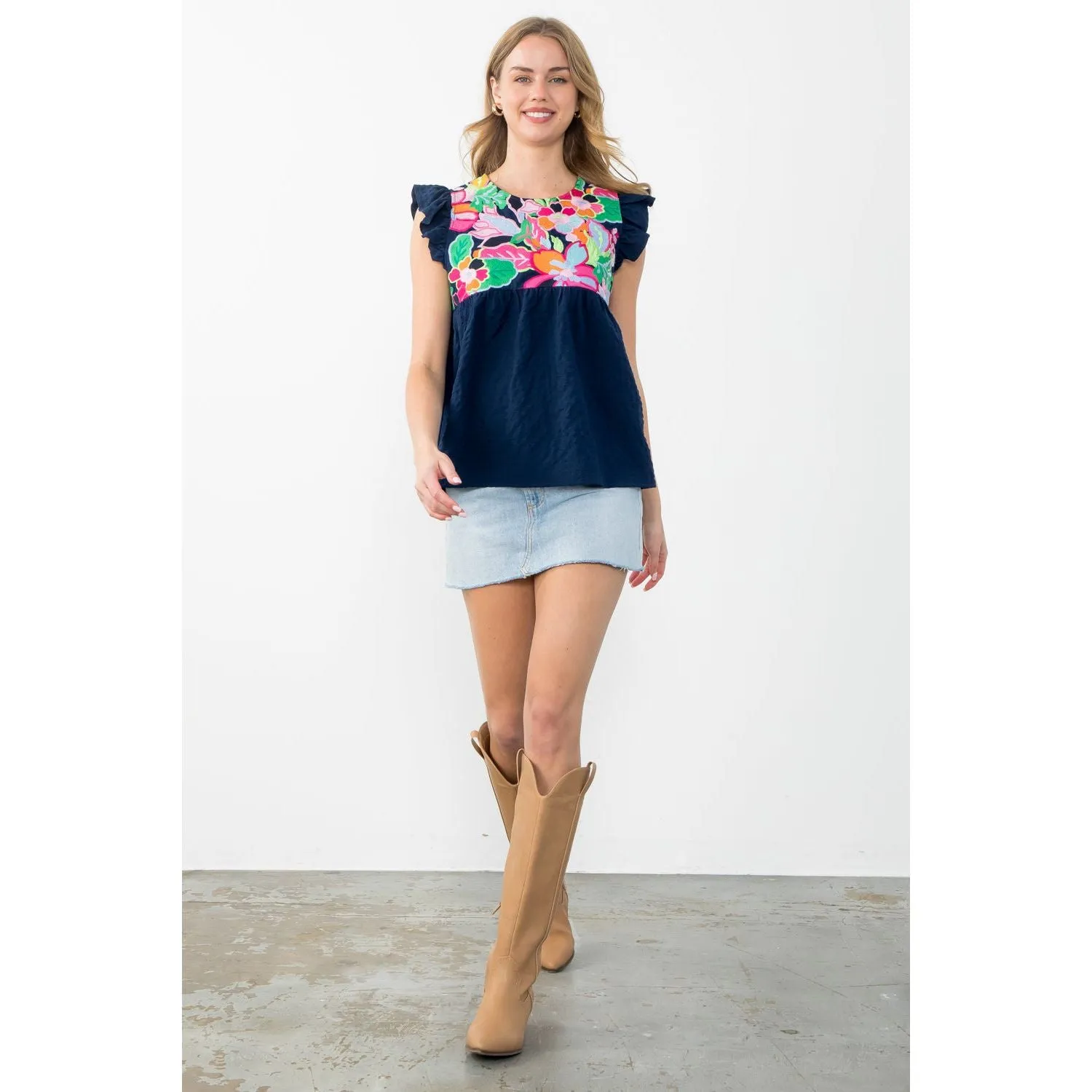 Scarlett Embroidered Textured THML Top-SALE