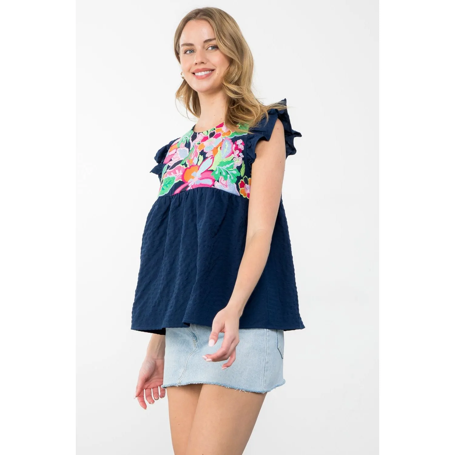 Scarlett Embroidered Textured THML Top-SALE