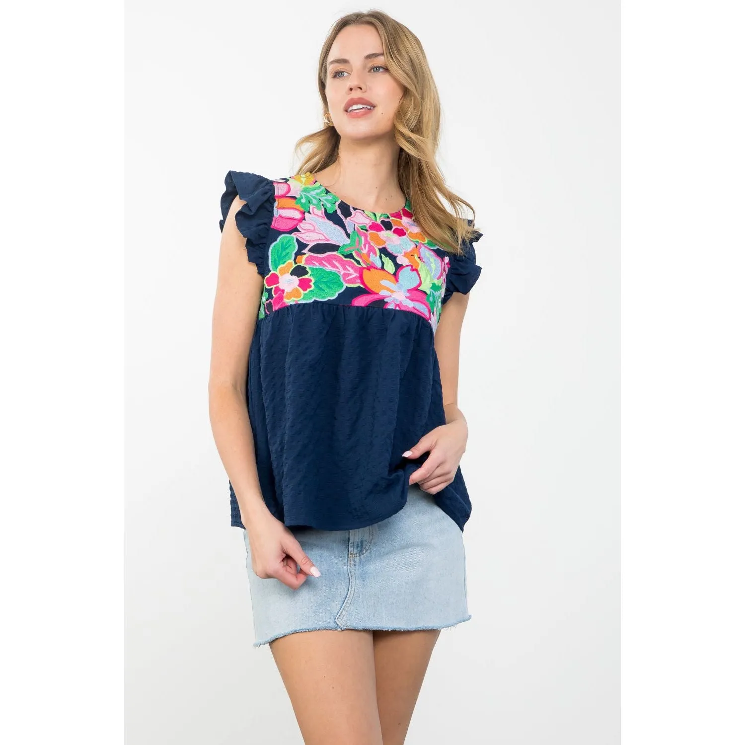 Scarlett Embroidered Textured THML Top-SALE