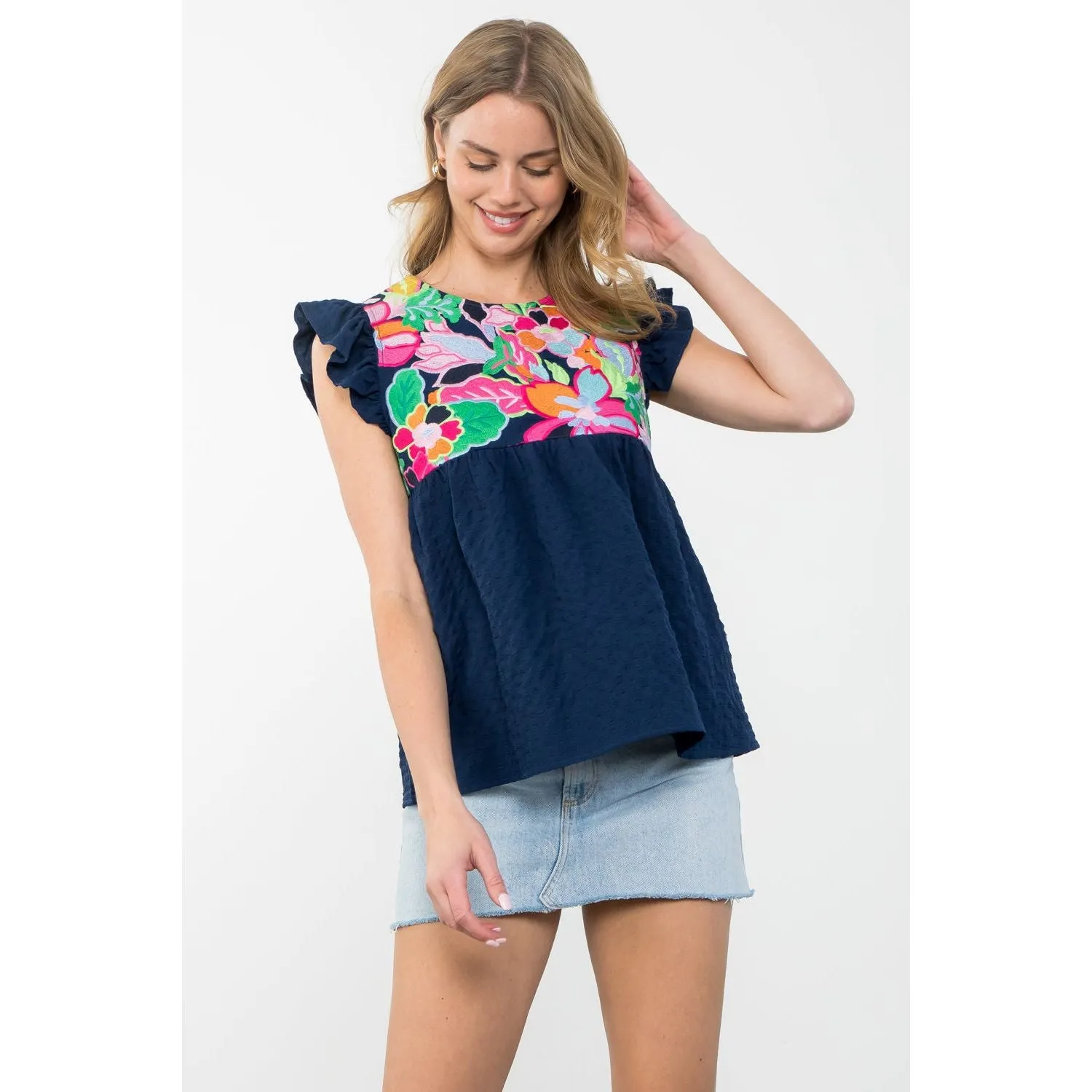 Scarlett Embroidered Textured THML Top-SALE