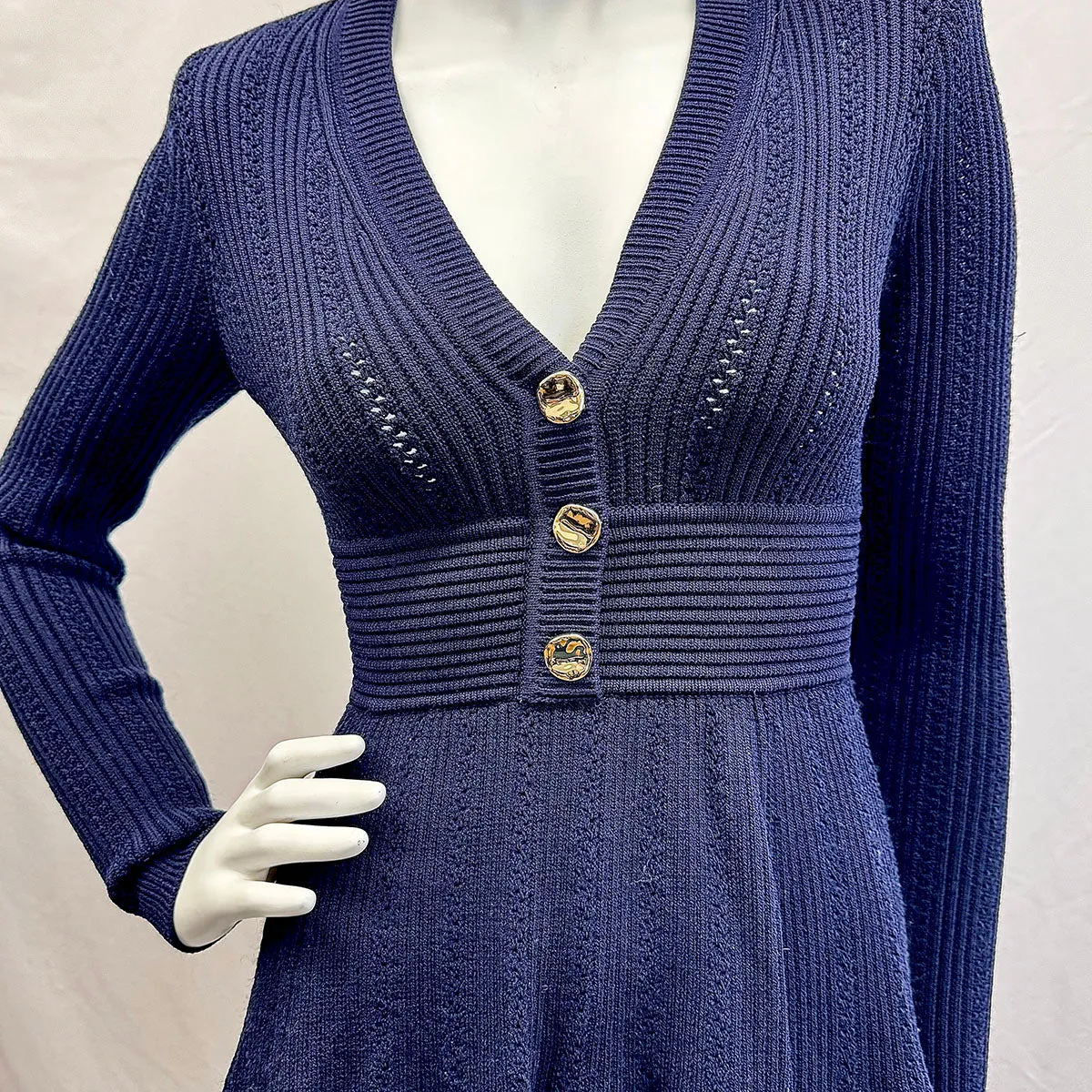 Self-Portrait Long Sleeve Knit Dress