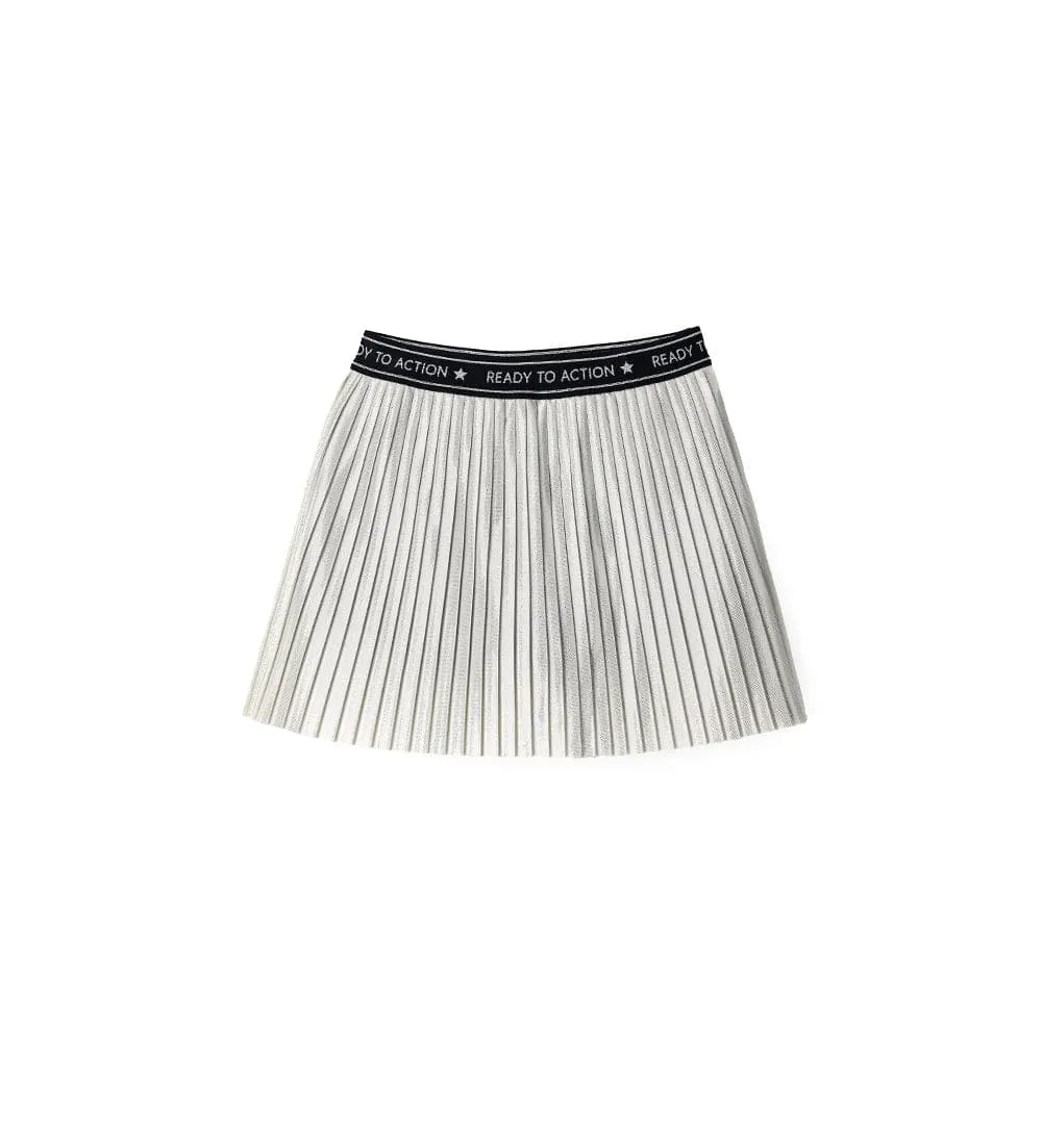 SILVER LAMINATED PLEATED SKIRT