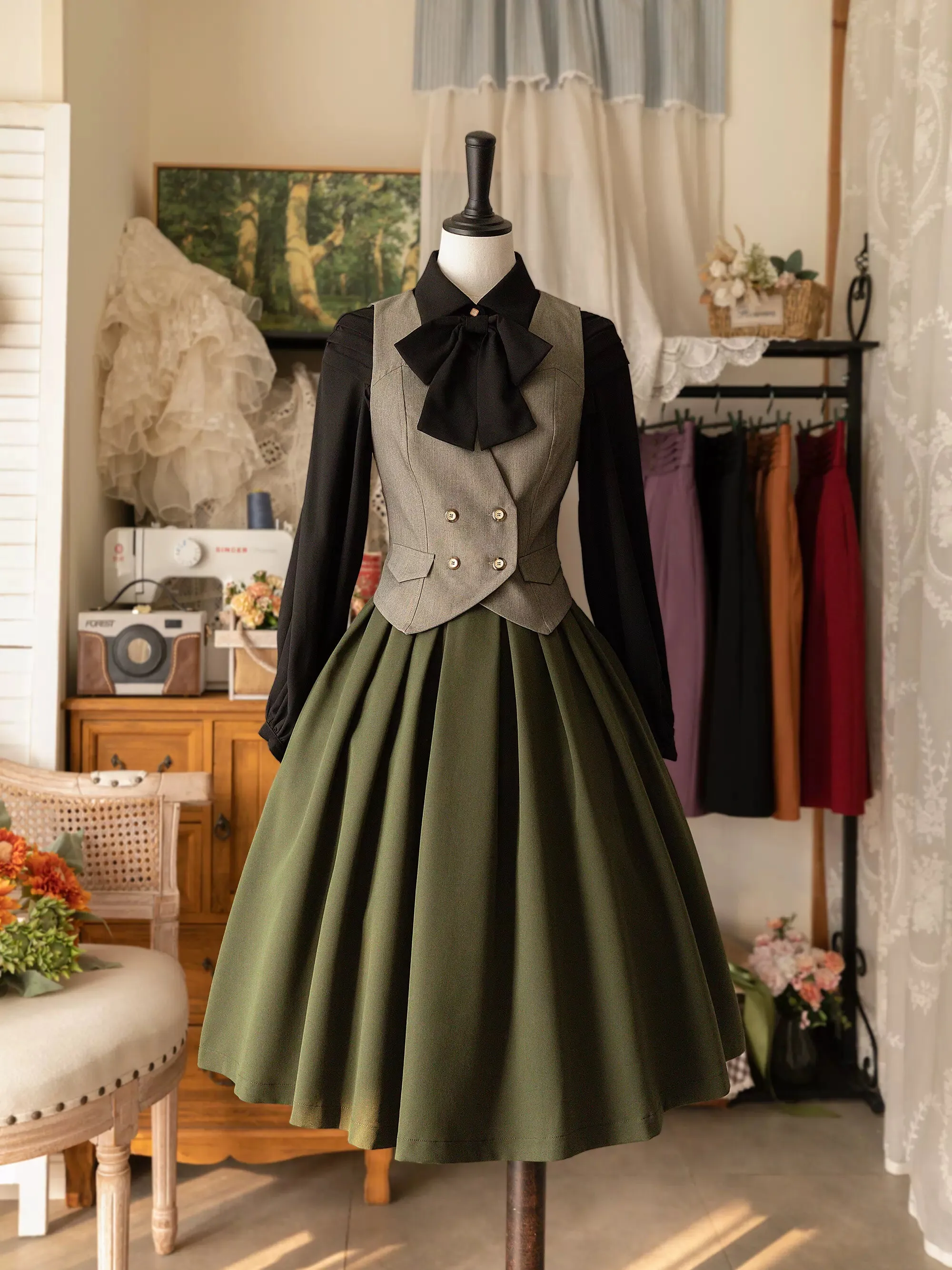 Skirt Classic Pleats Retro Forest