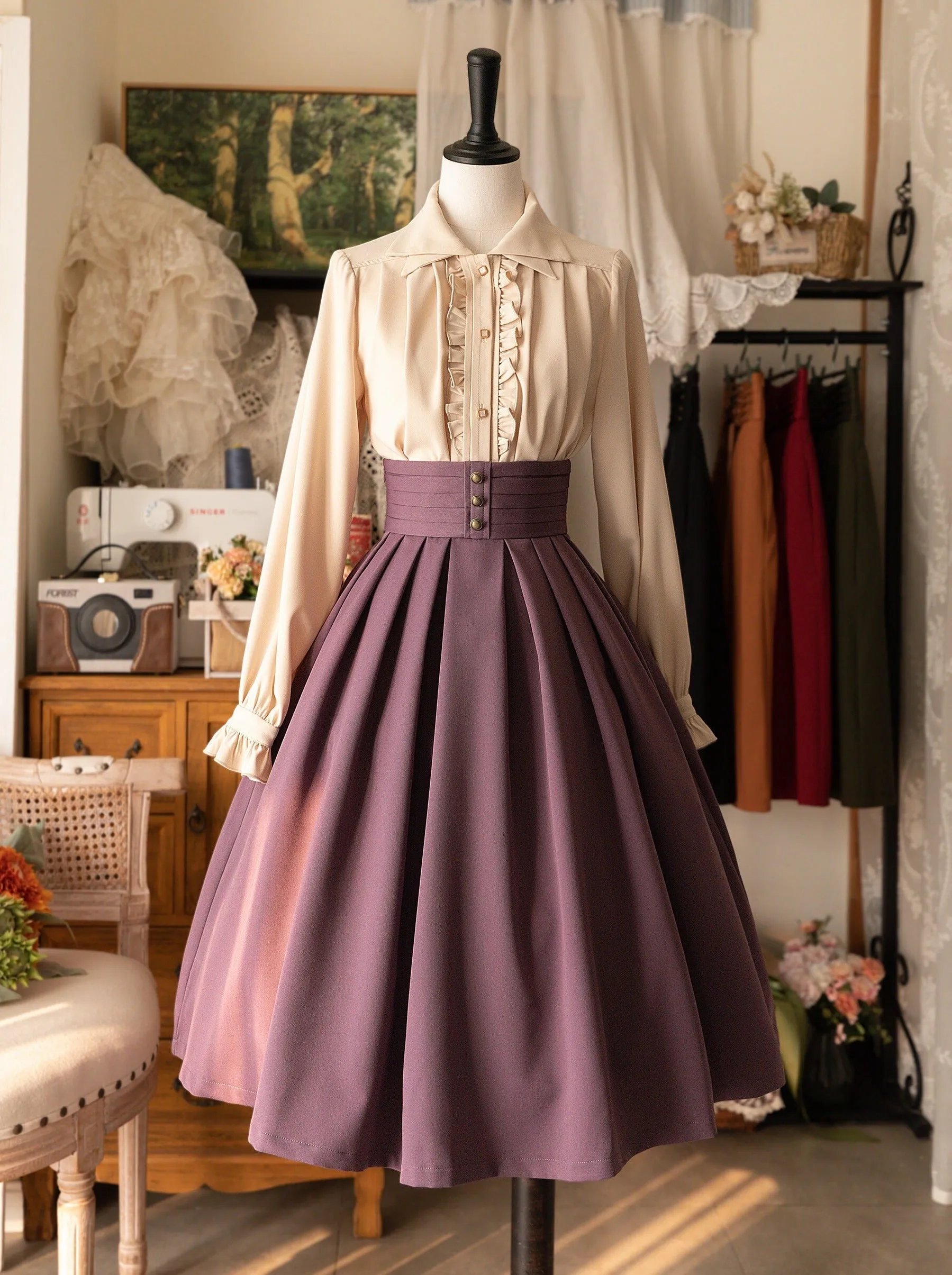 Skirt Classic Pleats Retro Forest