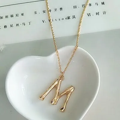 Small Gold A-Z Minimalist Necklace Fashion Neck Jewelry