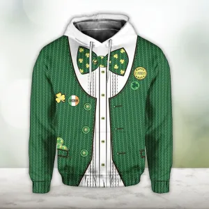St. Patrick's Day Ireland Hoodie Green and White Special Style Zip Hoodie Gift For Men Women
