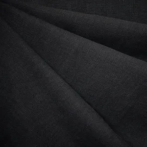 Stonewashed Slub Texture Ramie Bottom Weight Black
