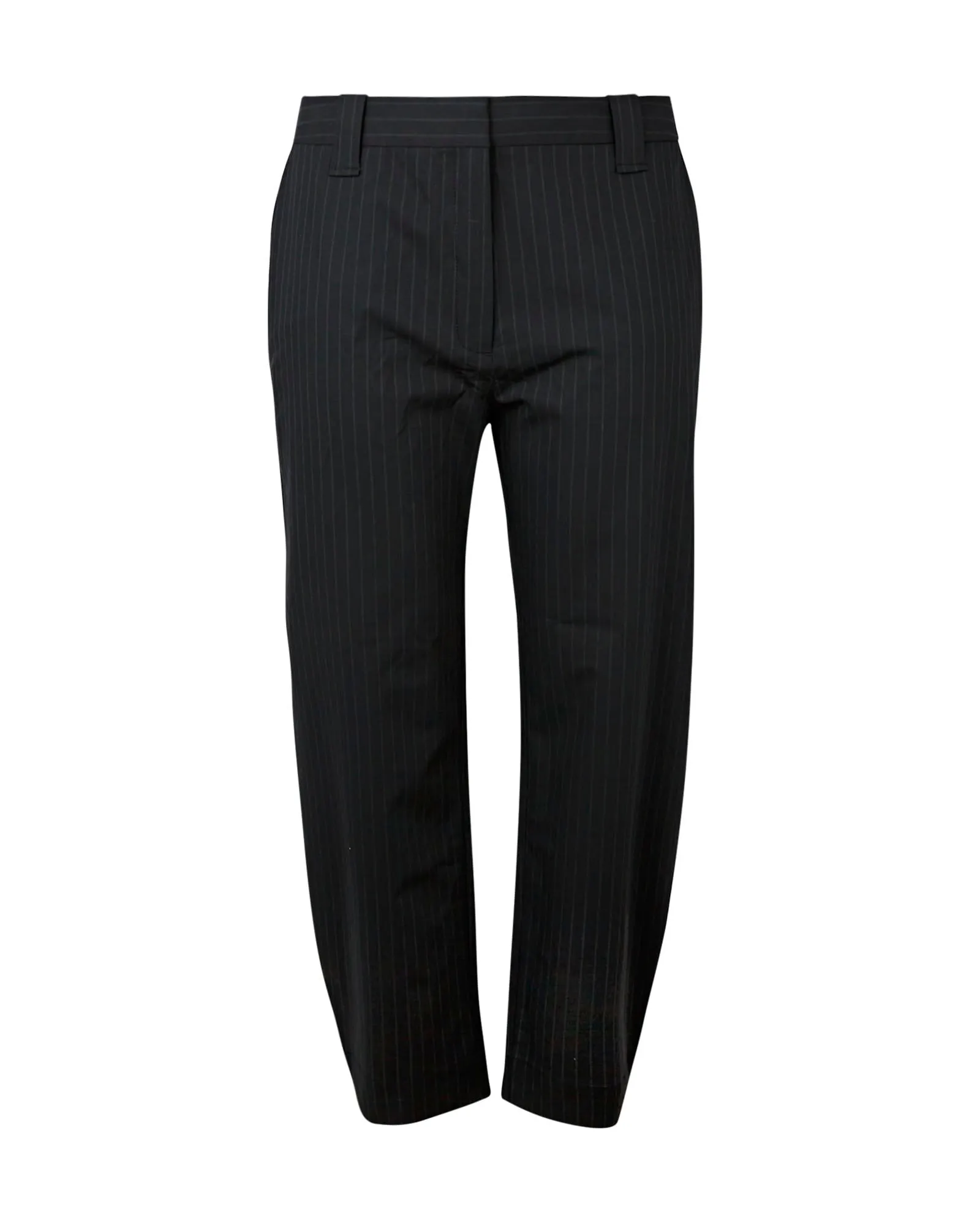 Stretch Stripe Mid Waist Pants | Black