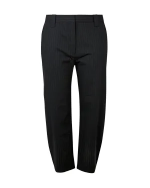 Stretch Stripe Mid Waist Pants | Black