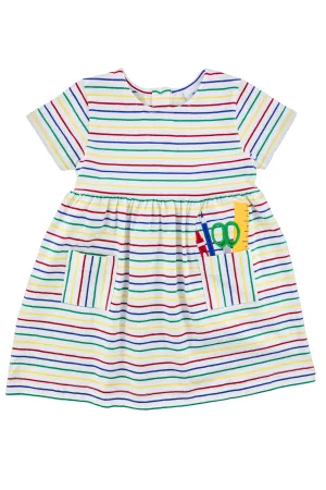 Stripe Knit Dress With School Supplies