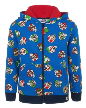 Super Mario Characters Boy's Zip Up Hoodie