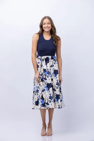 Tanya Taylor Devon Dress in Maritime Blue/ Azure Multi