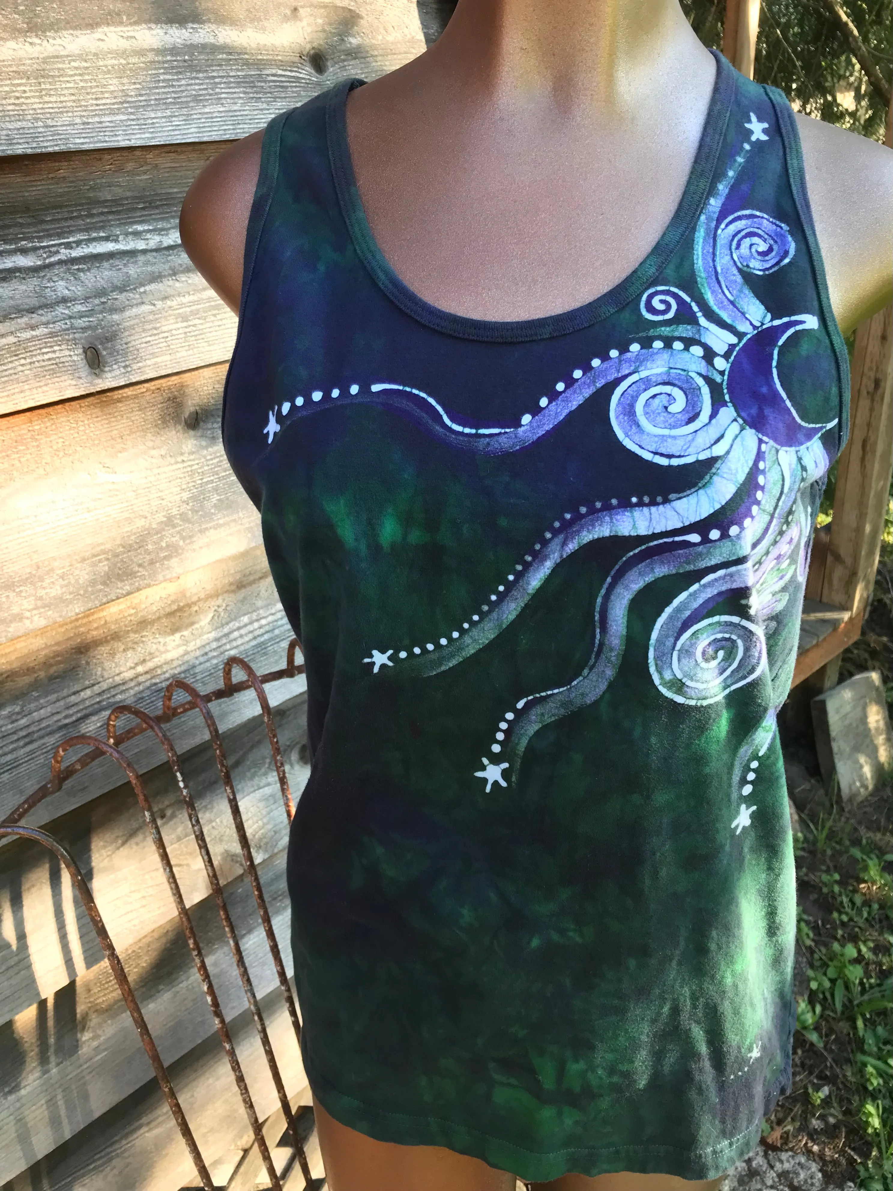 Teal and Purple Moonbeams Tank Top