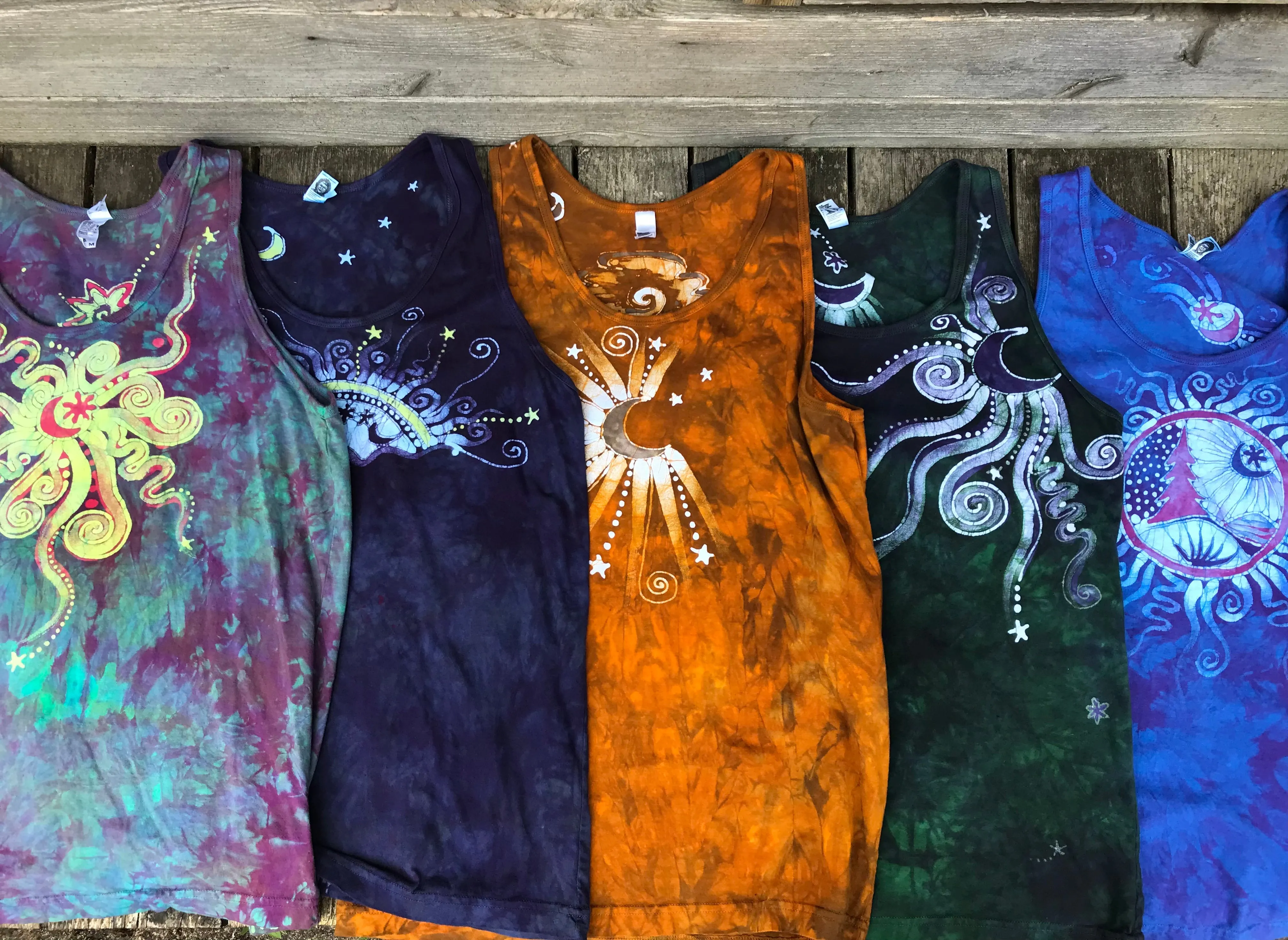 Teal and Purple Moonbeams Tank Top