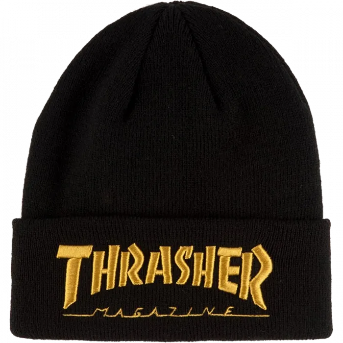 Thrasher Embroidered Logo Beanie Black / Gold