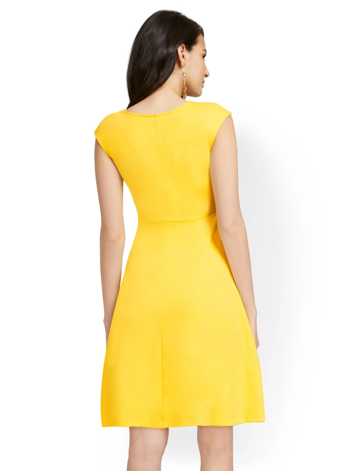 Twist-Front Fit and Flare Dress - City Knits