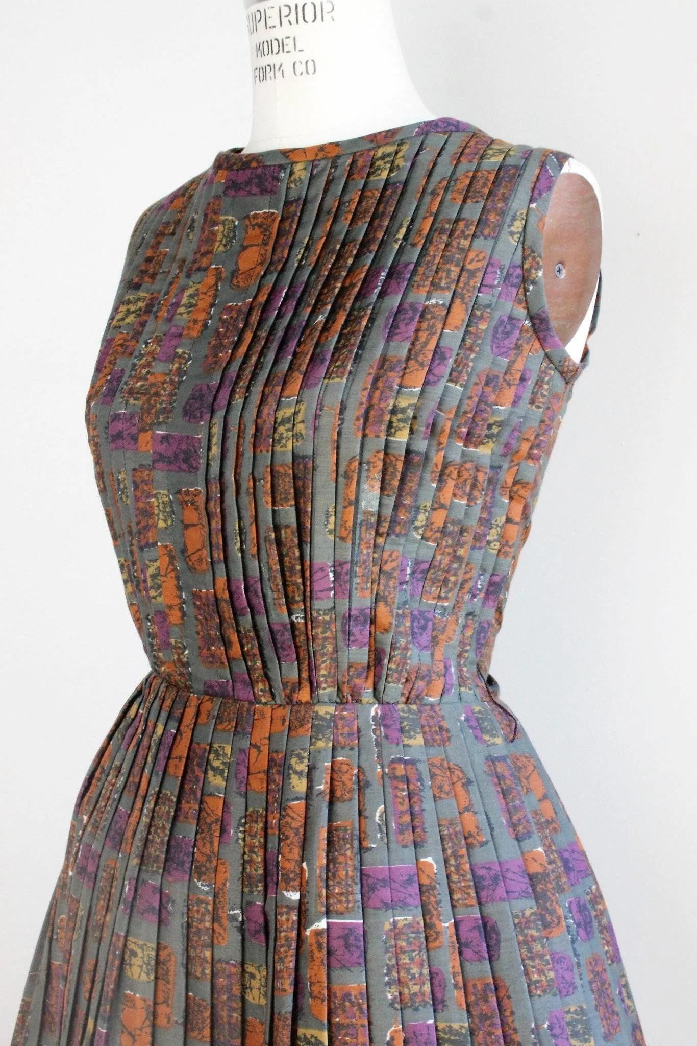 Vintage 1950s Fit and Flare Pleated Dress, Tucker and Grossman