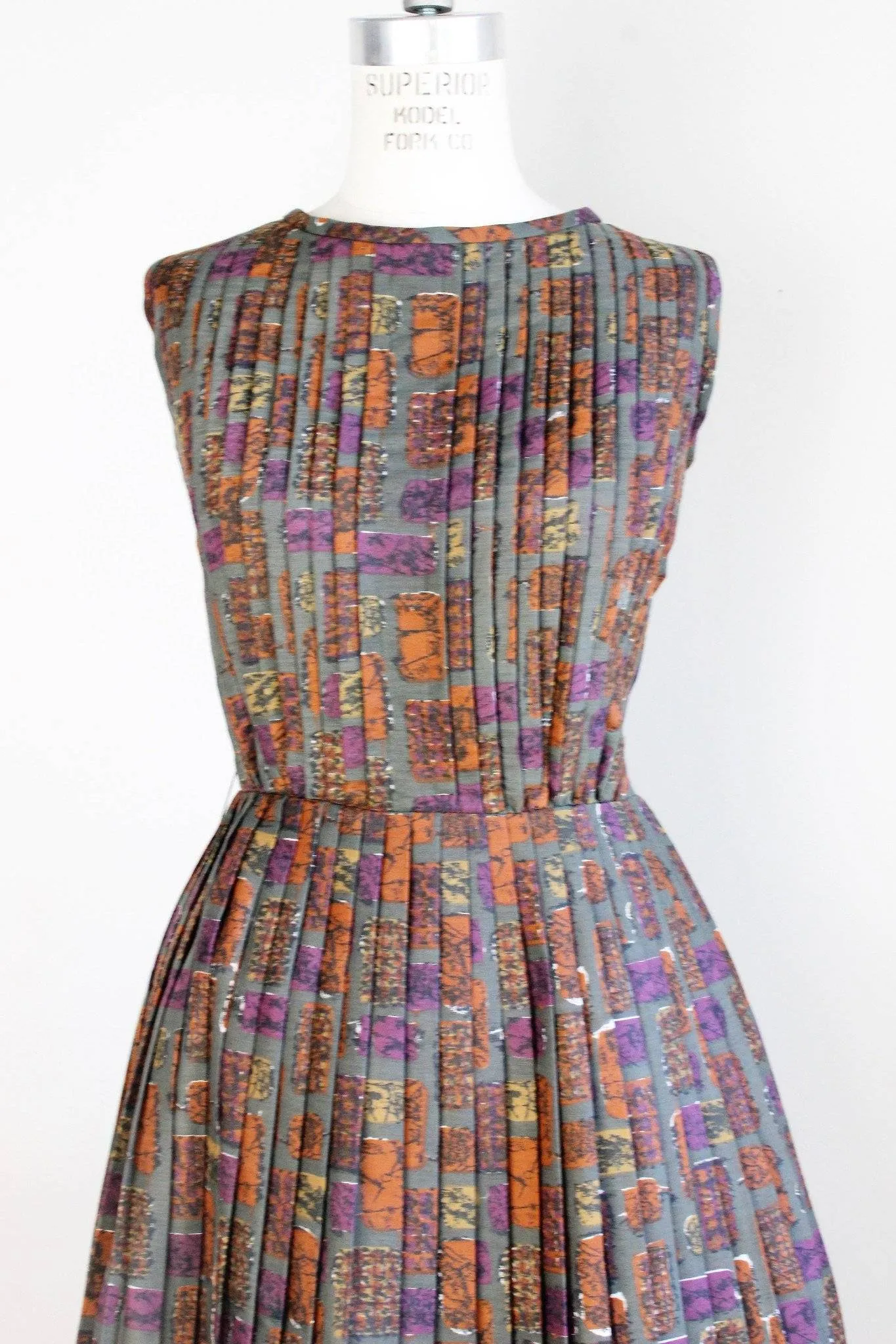Vintage 1950s Fit and Flare Pleated Dress, Tucker and Grossman