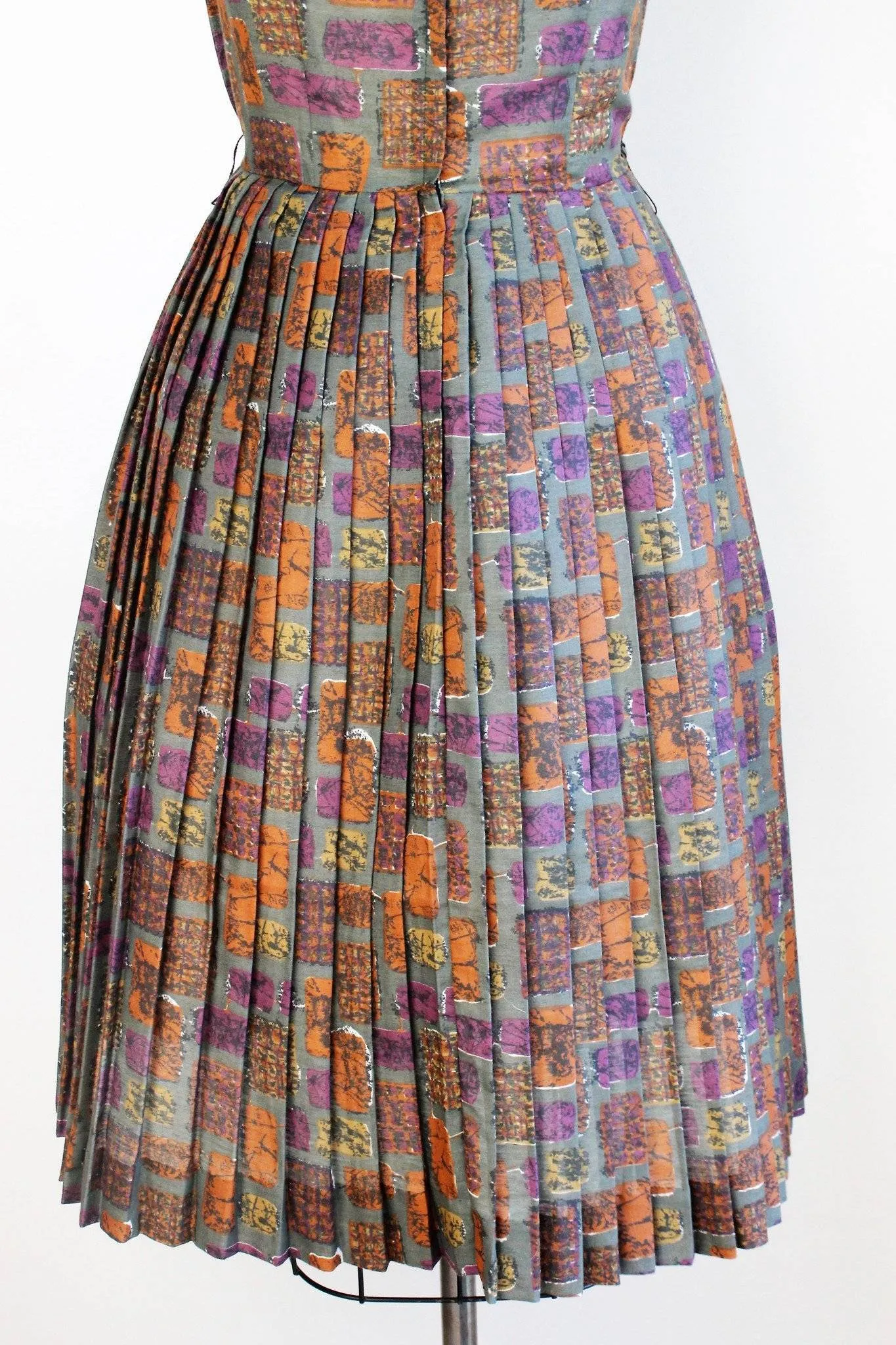 Vintage 1950s Fit and Flare Pleated Dress, Tucker and Grossman