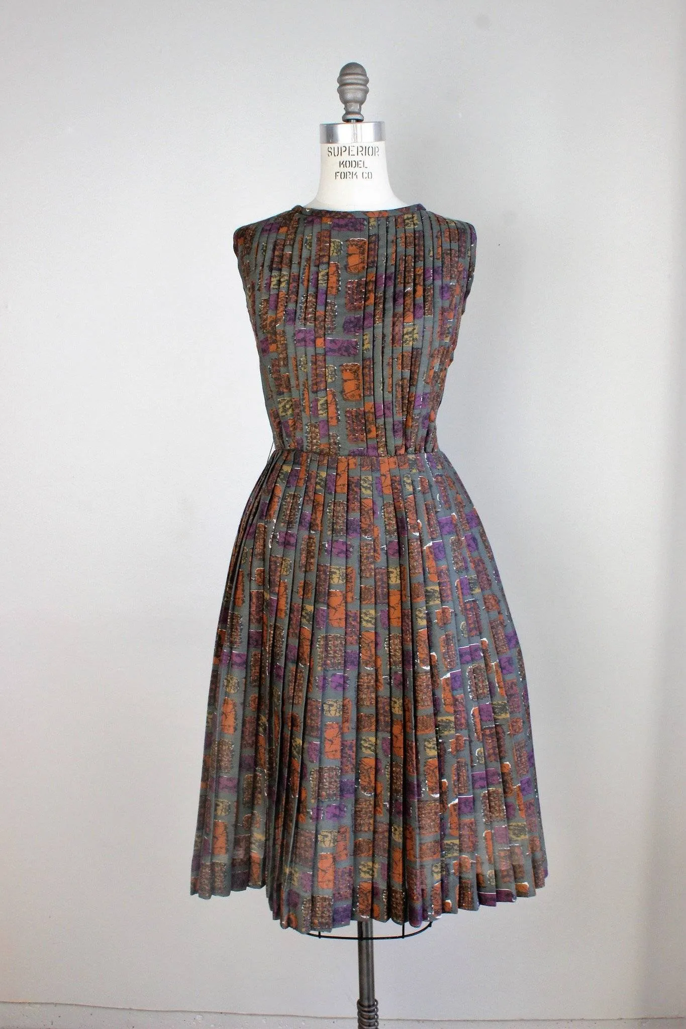 Vintage 1950s Fit and Flare Pleated Dress, Tucker and Grossman