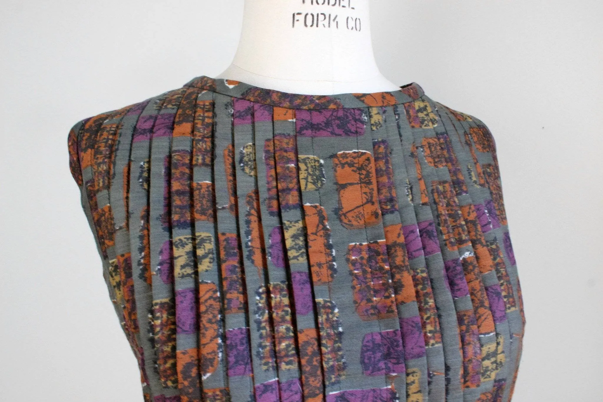 Vintage 1950s Fit and Flare Pleated Dress, Tucker and Grossman