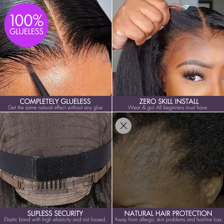 Weekly Special | Casual Blonde Highlights Curly Minimalist HD Lace Glueless C Part Short Wig 100% Human Hair Pre-cut Lace