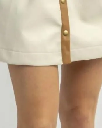 Wilder Leather Contrast Mini Dress In Cream | Cream
