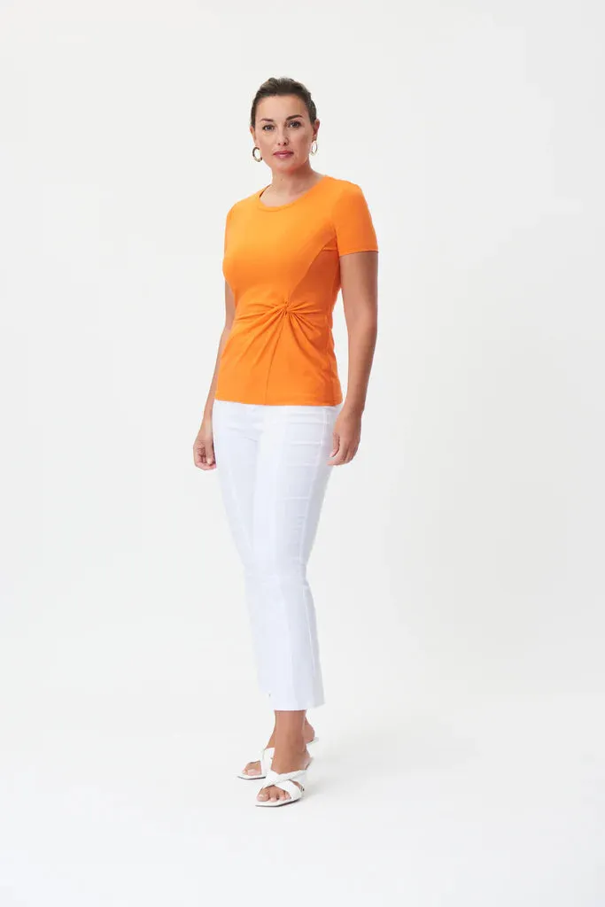 Women's Joseph Ribkoff | Twist Front Short Sleeve Knit Top | Mandarin